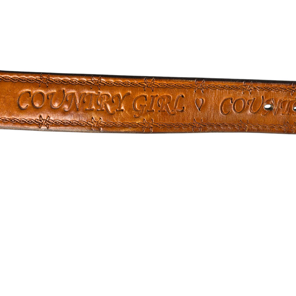 Jeremiah Watt Horse Shoe Buckle Belt Womens Large Leather Tooled Country Girl - Picture 5 of 9